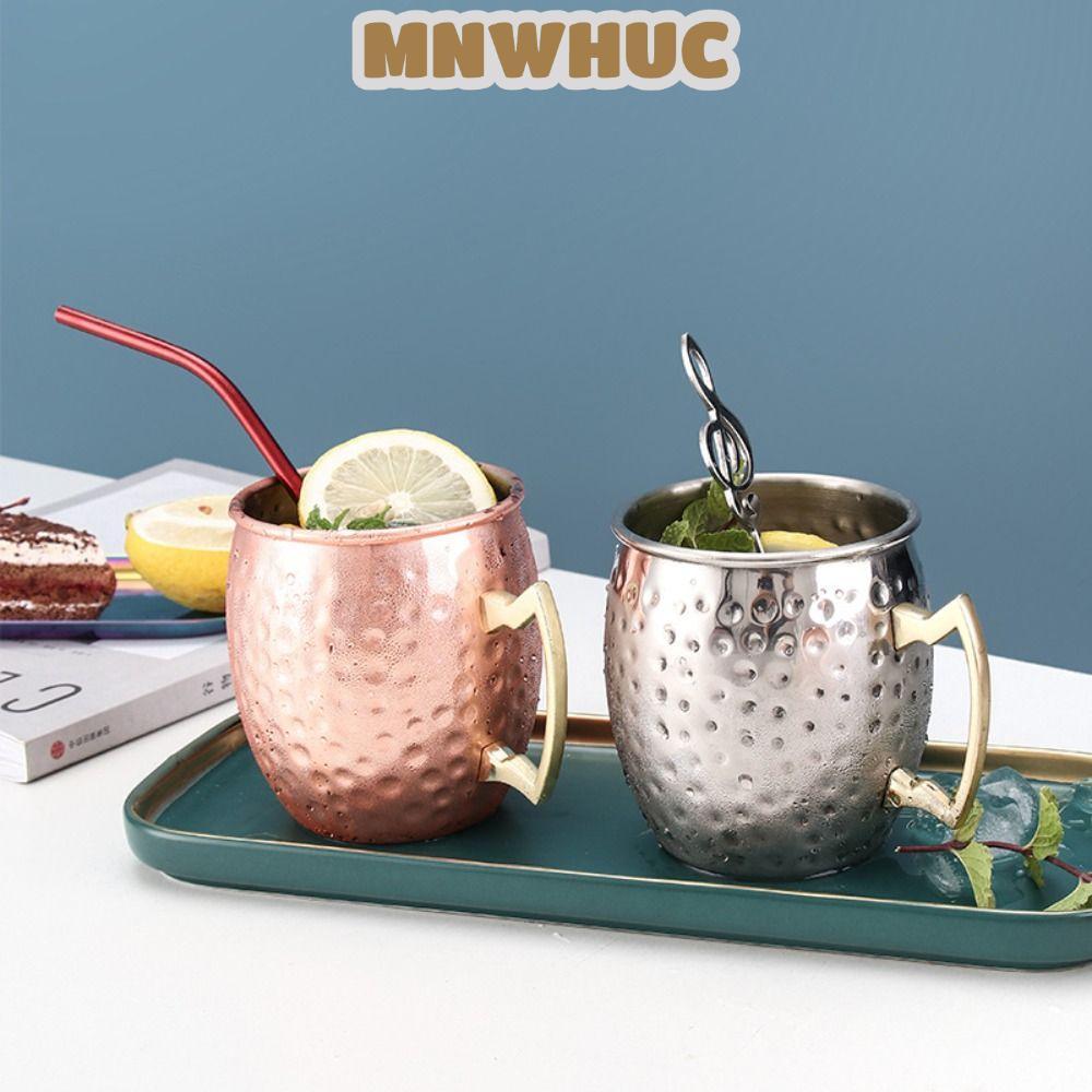 Cốc MNWHUC, Cốc búa thủ công dày, có tay cầm đinh tán chắc chắn Moscow Mule Hammered Brushed Ngoại h