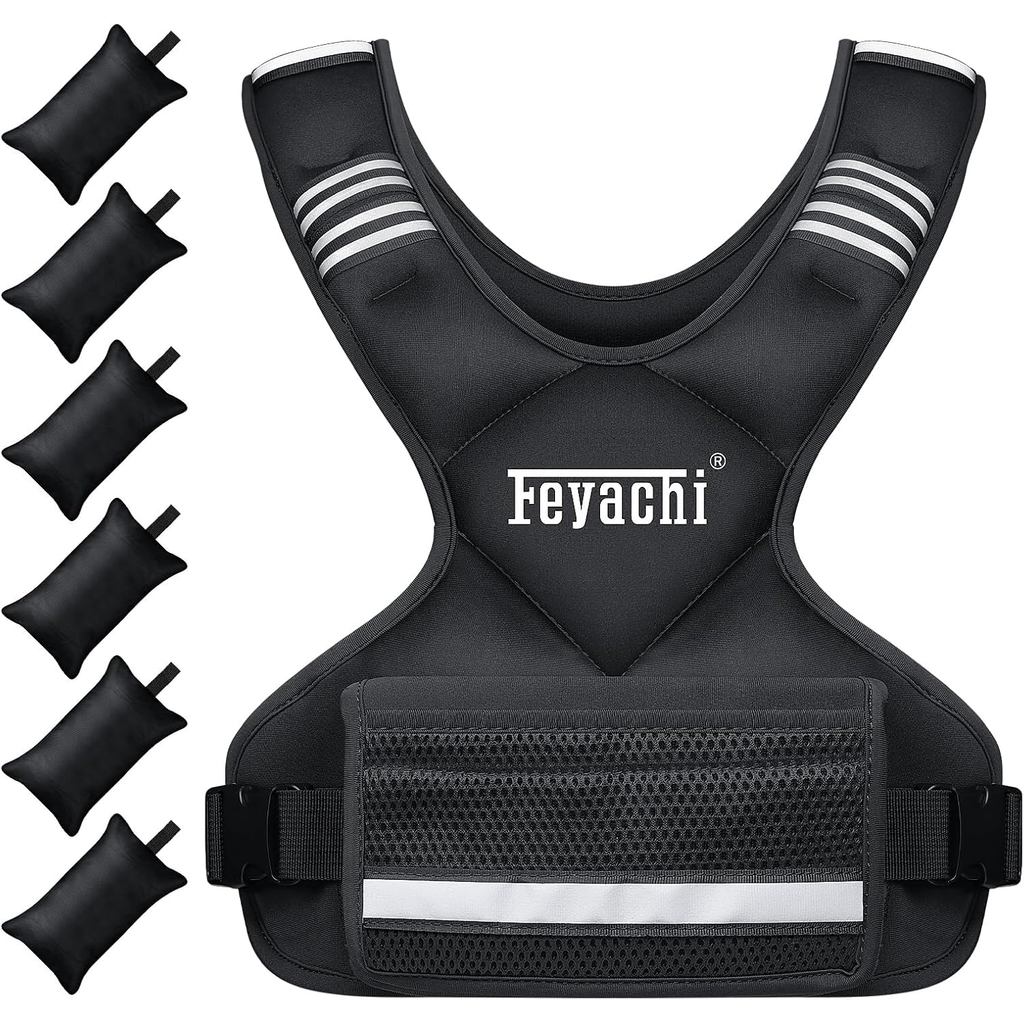 Áo vest Feyaki trọng lượng điều chỉnh được (3-12lbs, 12-20lbs, 20-32lbs), có sọc phản quang, phù hợp