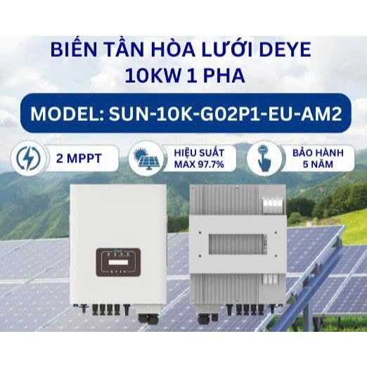 INVERTER DEYE 10KW 1 PHA SUN-10K-G02P1 – BIẾN TẦN HÒA LƯỚI HIỆU SUẤT 97.7%, WIFI, IP65
