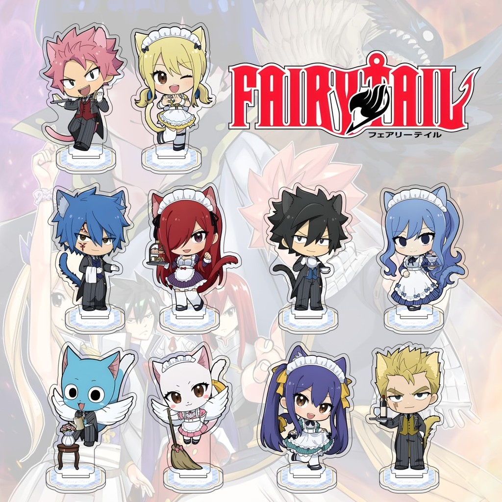 Fairy Tail anime 10 cm acrylic character Natsu Lucy Erza Laxus Gray Wendy standing model desktop dec