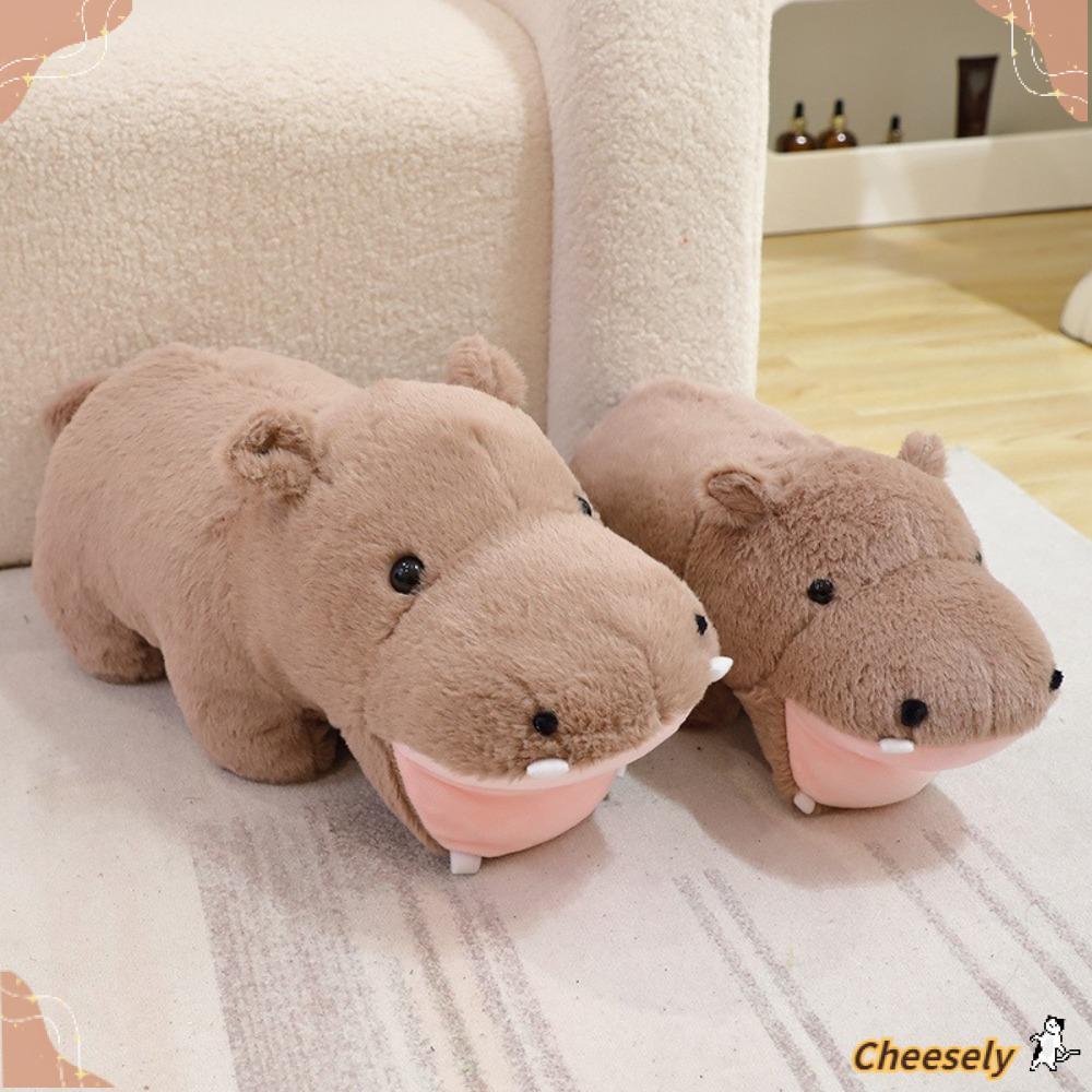 Đồ chơi sang trọng CHEESELY, Động vật nhồi bông hoạt hình miệng to, Trang trí nội thất Moodeng Baby 
