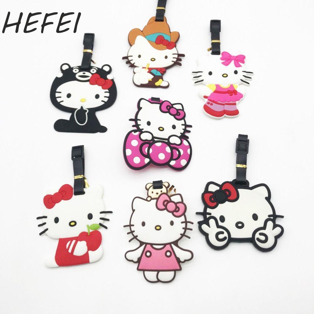 HEFEI Thẻ hành lý hoạt hình HEFEI, Thẻ hành lý Kitty Cat Boarding Pass Máy bay Vali Tag, Thẻ thông t