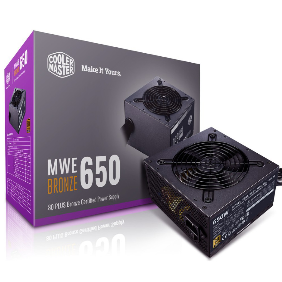 Nguồn Cooler Master MWE 650W Bronze V3 chính hãng (4 6+2pin, 4+4pin)
