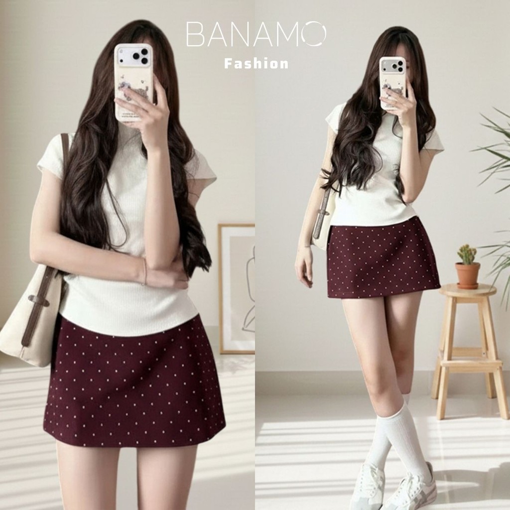 Chân váy nữ BIGSIZE Banamo Fashion chân váy dáng ngắn form chữ A chất dạ ép khóa kéo sau phong cách Hàn Quốc 590 | BigBuy360 - bigbuy360.vn