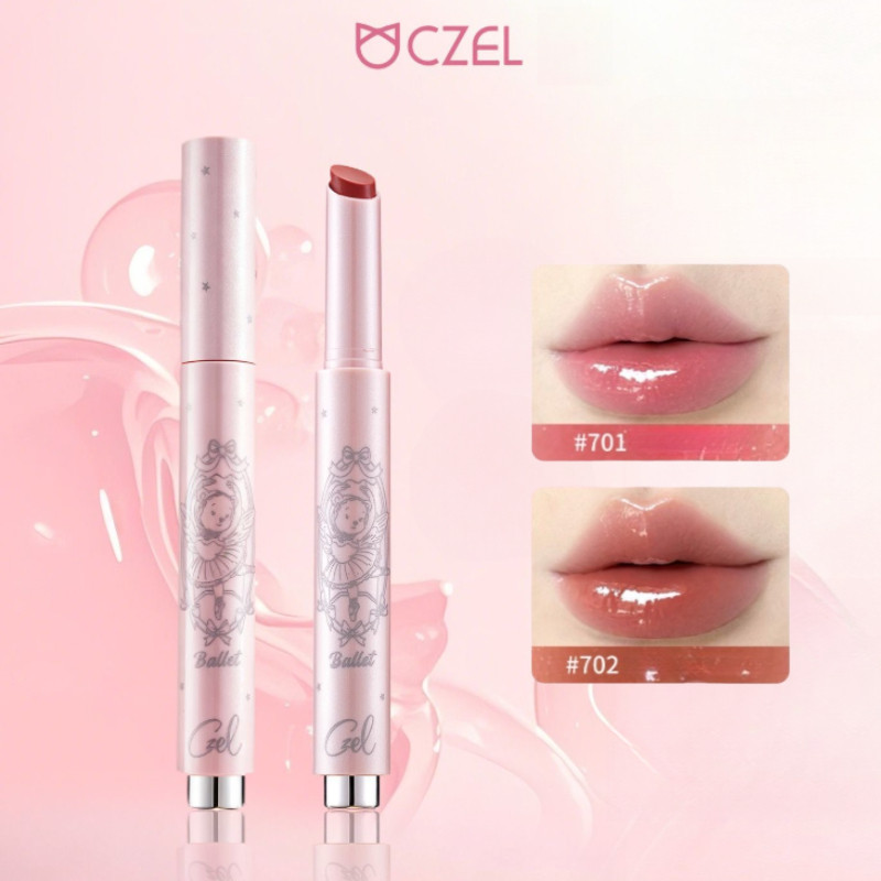 CZEL Son Bóng Ánh Gương Nước Ánh Sáng Dưỡng Ẩm Không Phai Màu Dạng Nhấn Son Bóng Trơn