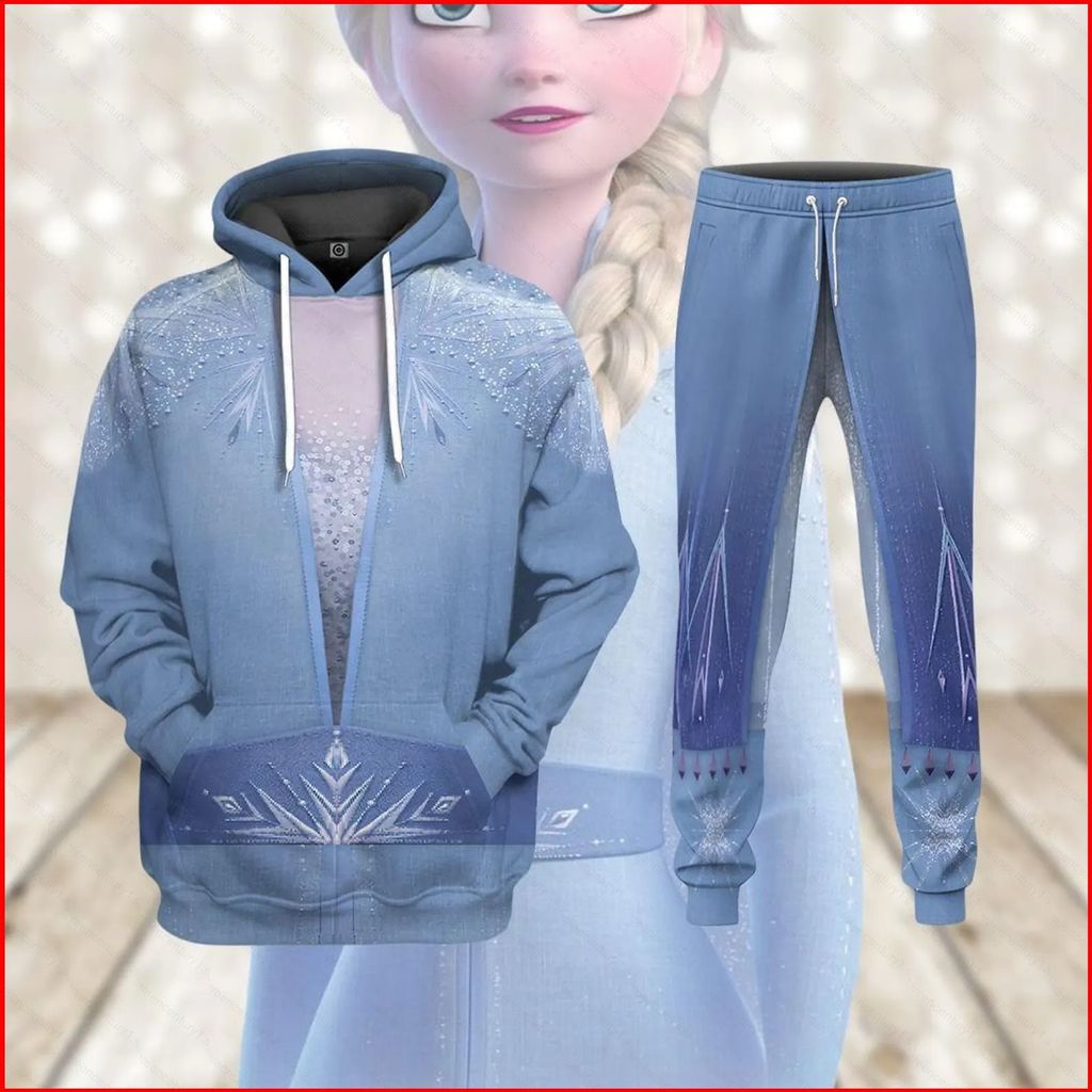 GC1 Frozen 2 Elsa Áo Khoác Quần Áo Anime Áo Unisex Dài Tay Top GC1