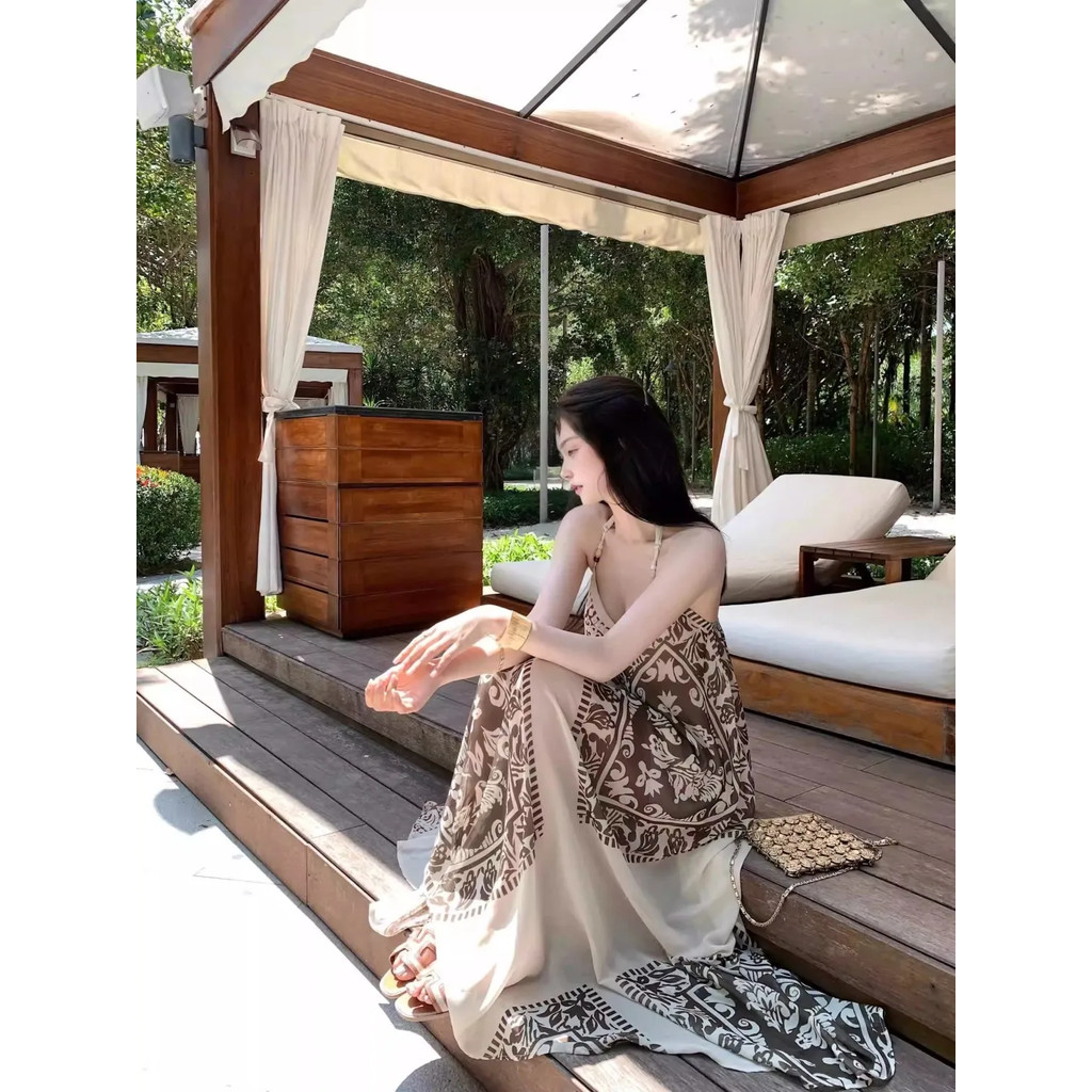 Váy cổ chữ V Váy đeo chéo Bohemian