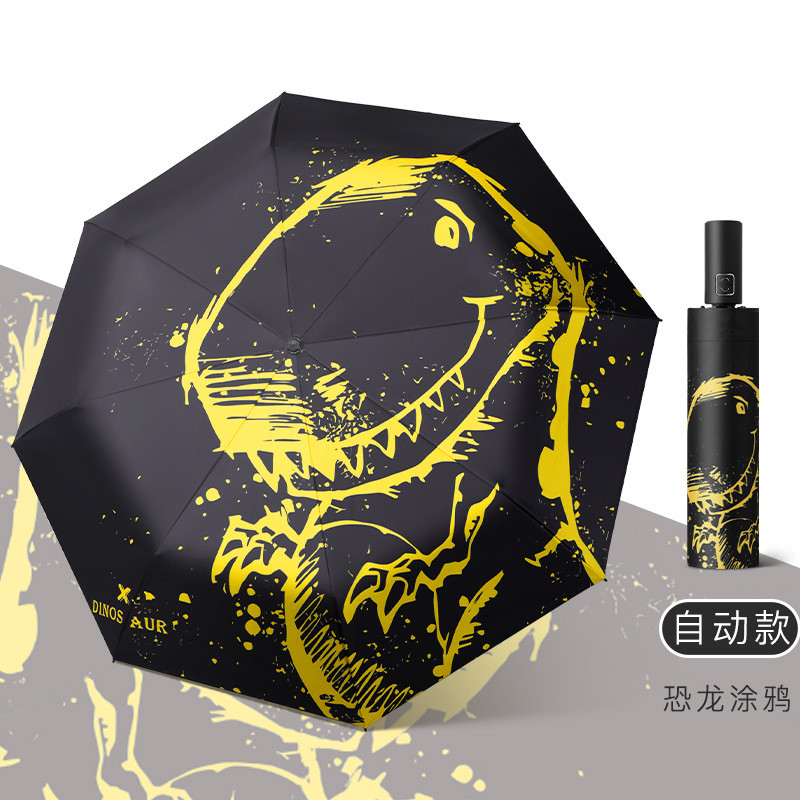 Chuangang Tự Động Khủng Long Mưa Hoặc Mưa Ô Anime In Hình Graffiti Ô Che Nắng Nắng Vinyl Ô