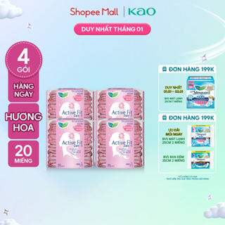  Combo 4 Băng vệ sinh hàng ngày Laurier Active Fit mềm mịn khô thoáng hương hoa 20 miếng 