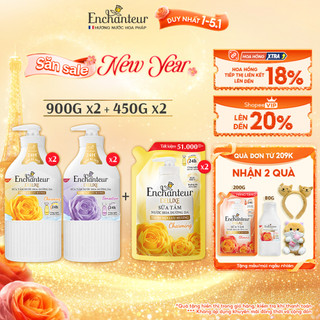   Tặng 450gx2 - quà không hiện giỏ  Combo 2 chai sữa tắm hương nước hoa Pháp Enchanteur Deluxe 900g  Tặng mùi ngẫu nhiên  