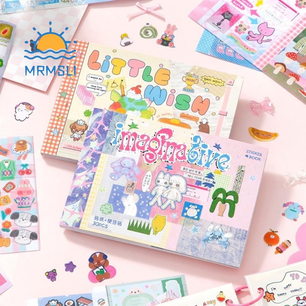 Nhãn dán sổ lưu niệm SHANCHAN, Sách dán phong cách Hàn Quốc DIY, Kawaii 30 tờ Nhãn dán trang trí Sác