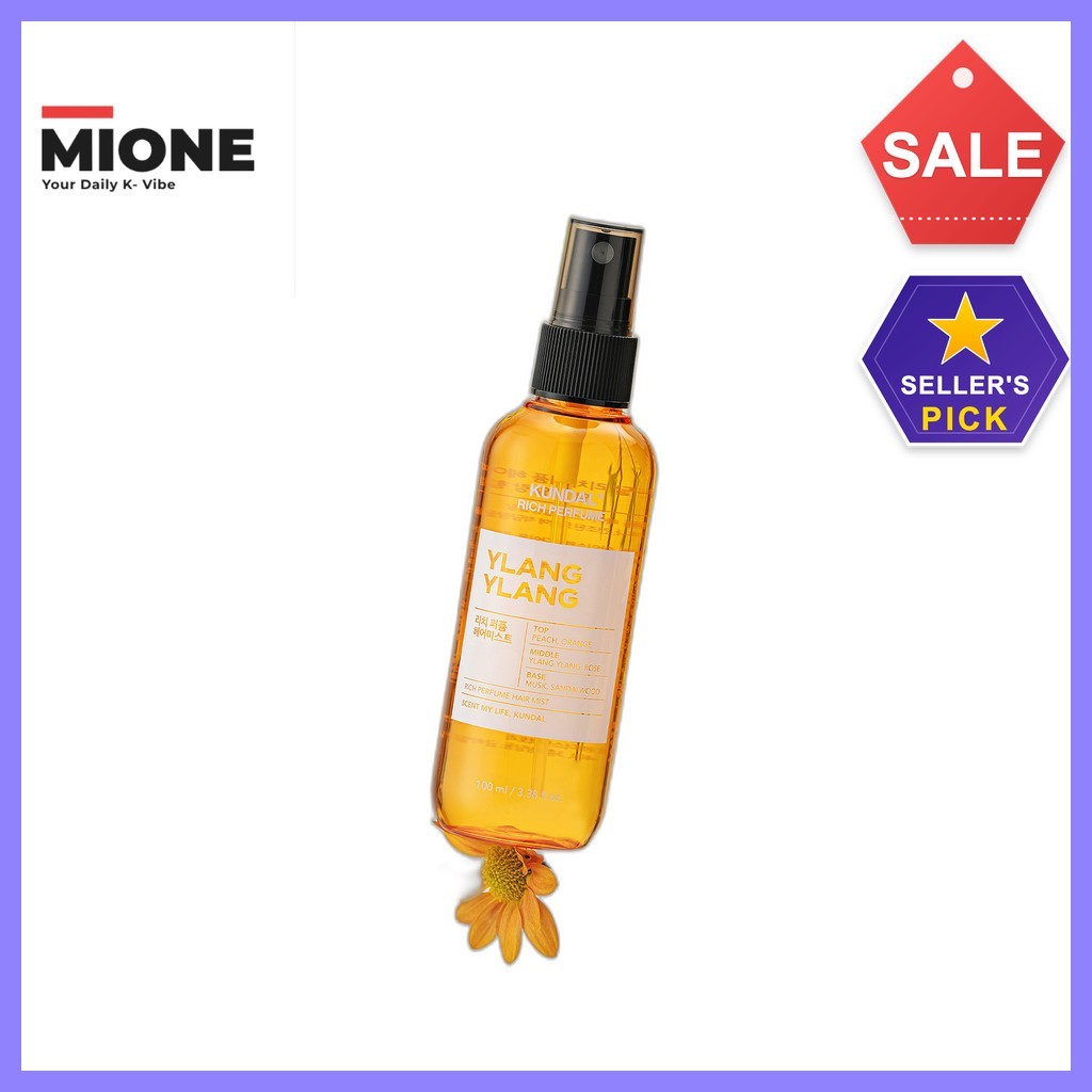 [daiso] Kem xịt tóc nước hoa Kundal Rich Ylang Ylang, 100ml, 1pc / Xịt tóc Hàn Quốc / Hoa Ylang Ylan
