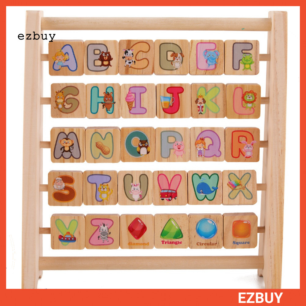 [EY] Kids Letter Animal Wood Flip Blocks Frame Puzzle Game Đồ chơi học tập giáo dục