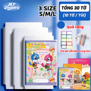 Combo 10 Bọc Sách Vở Học Sinh TẶNG 10 Nhãn Vở S/M/L Decal Trong Suốt Kim Cương Tự Dán Chống Nước