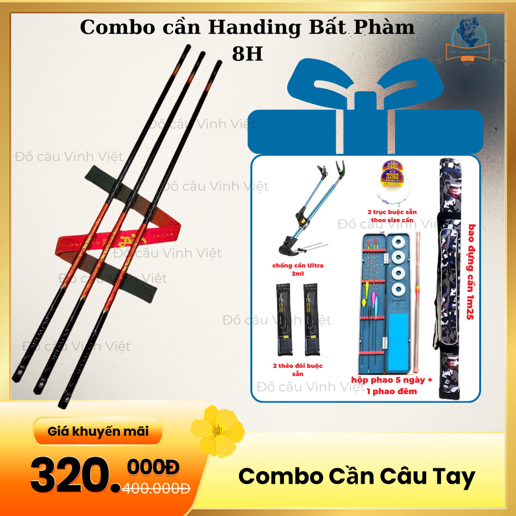 Combo Cần Câu Tay Handing Bất Phàm 8H chuyên săn hàng tải cá lớn,câu hồ dịch vụ,...-Đồ Câu Vinh Việt