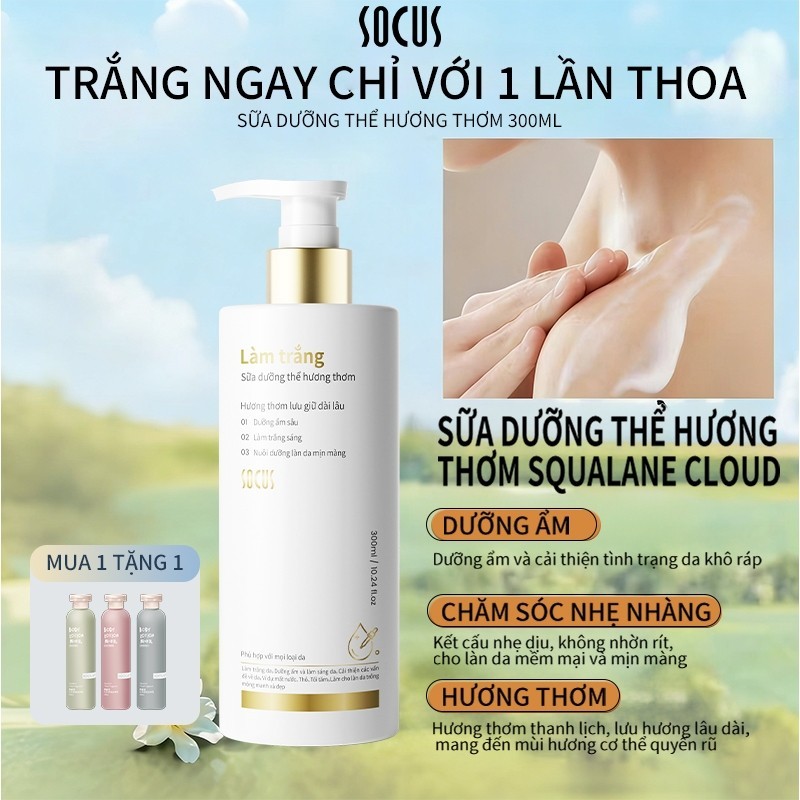 Mua 1 tặng 1 sữa dưỡng thể SOCUS 300ml chính hãng – sáng da rạng rỡ, căng chắc,hương thơm lâu dài. H
