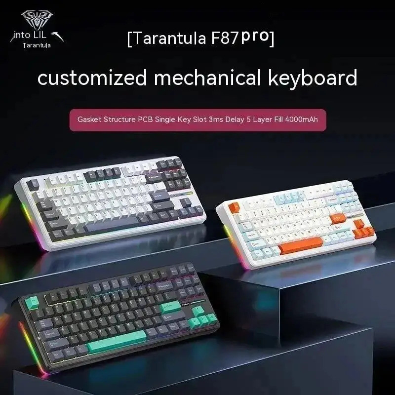 2025. Bàn phím cơ AULA F87 Pro 2.4g / Usb / Bluetooth Tri Mode Không dây 87 Key Rgb Pbt Gasket 5 lớp