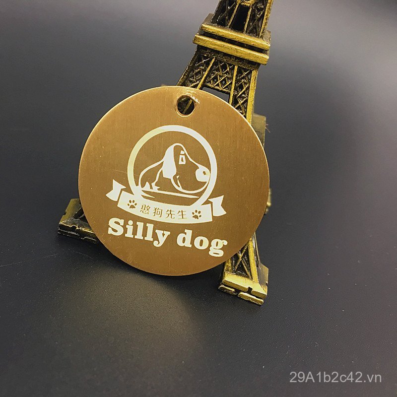 Hàng sẵn có Thẻ kim loại Đồng nguyên chất Chữ Trống Tròn Đồng thau Dog Tag Laser Lettering