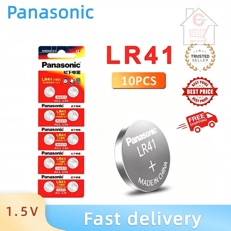 Pin Alkaline PANASONIC LR41 1.5V 192 Pin Coin Cell 10 chiếc mỗi thẻ