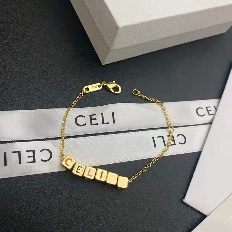 New Colorful Cube Letter Bracelet Dice Block Fashionable Trendy Bracelet gold Jewelry