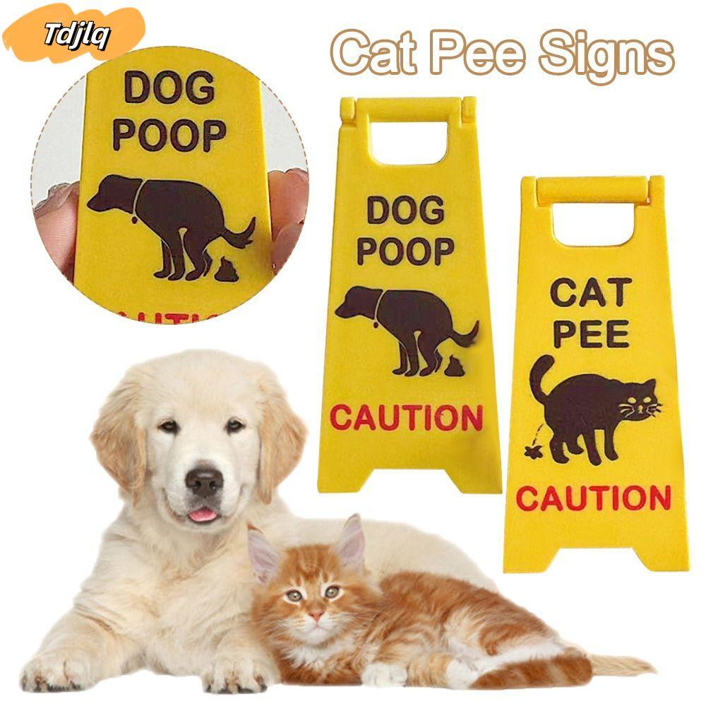 TDJLQ Cat Pee Signs, Mini ABS Dog Poop Sign, Màu Vàng Sáng Cat Yard Signs Board Trang Trí Mèo Hài Hư