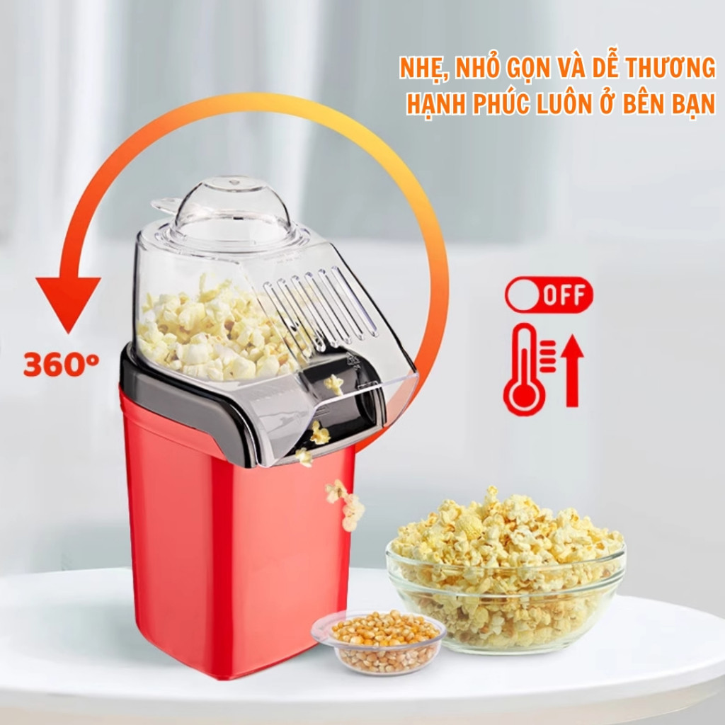 Máy Nổ Bắp Rang Bơ Mini Gia Đình, Thiết Kế Nhỏ Gọn, Làm Bỏng Ngô Nhanh, Dùng Điện An Toàn Bỏng ngô không đường, không th