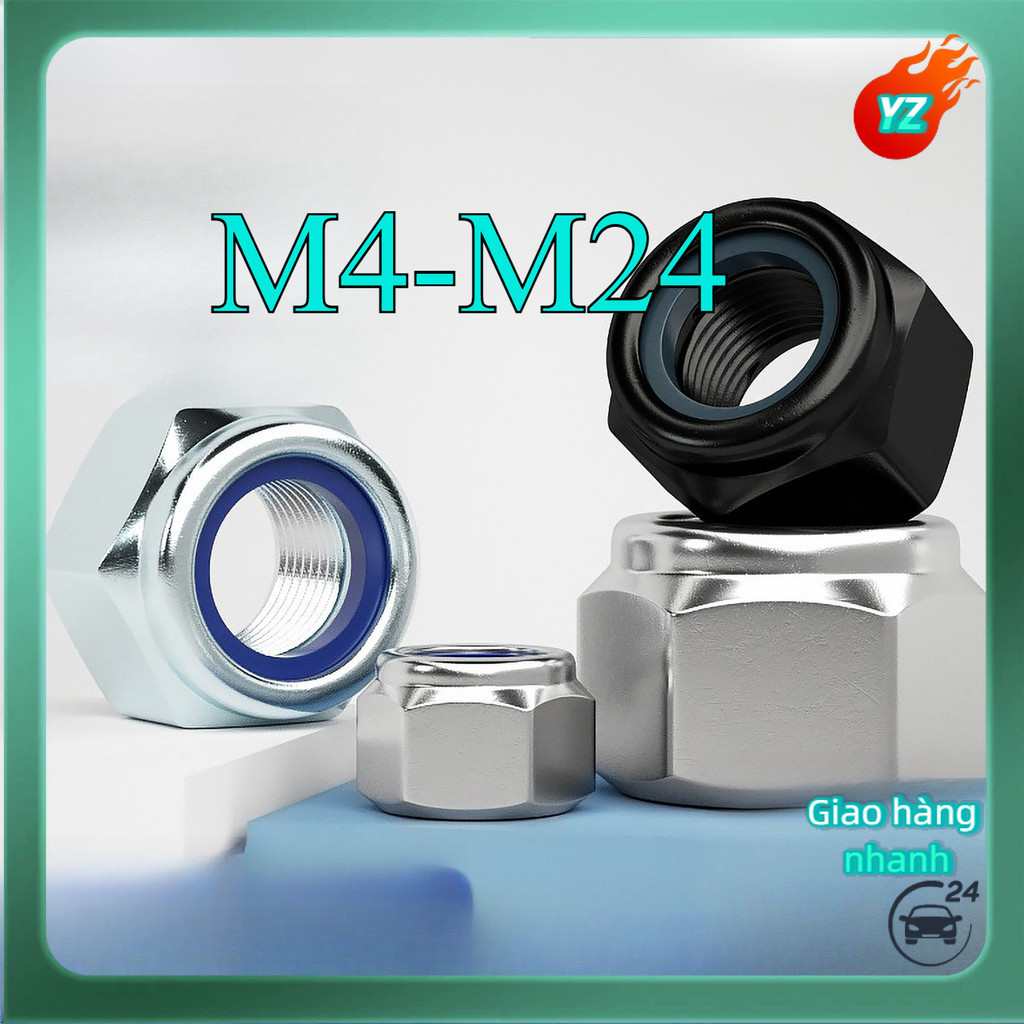 Đai Ốc Tán Keo Chống Trượt Inox 316 ecu inox đầu nhựa chống xoay M4-M24 [HN-MB-1]