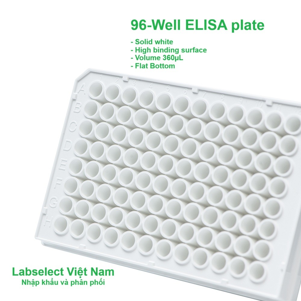 Đĩa ELISA 96 giếng 360μL, đáy phẳng, bề mặt liên kết cao, mầu trắng, ELISA plate, LABSELECT LABTECH 