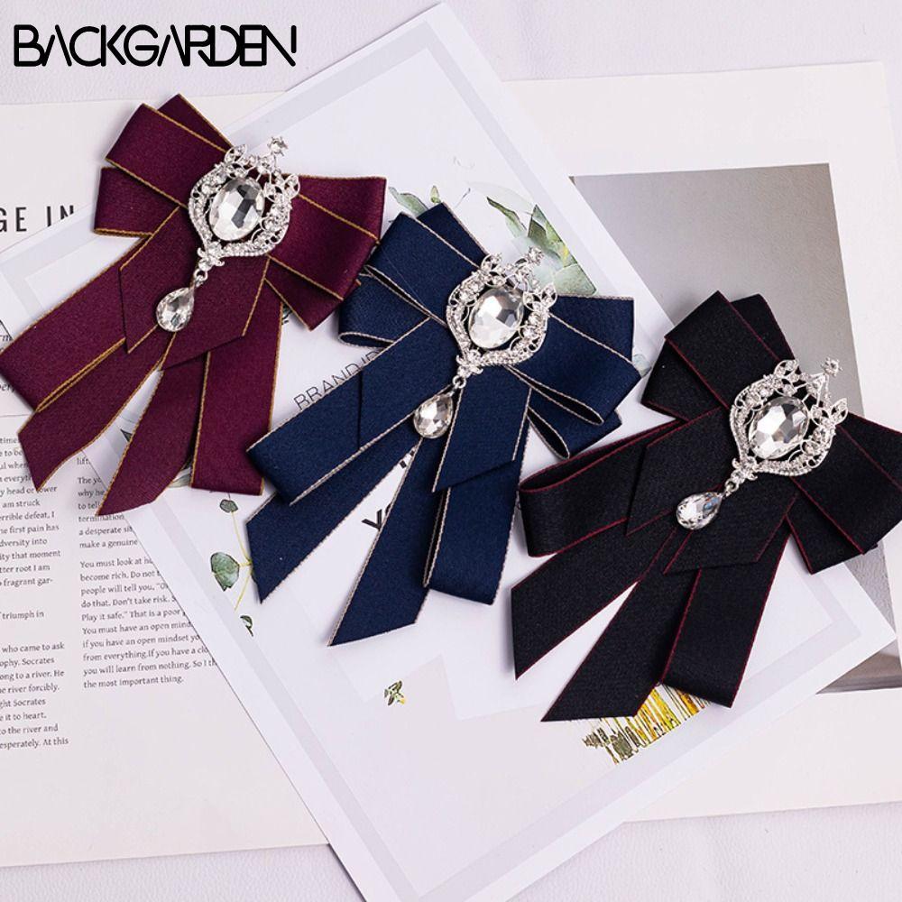 Thắt nơ ruy băng BACKGARDEN, handmade với vải đính đá và pha lê, phù hợp cho cả nam và nữ