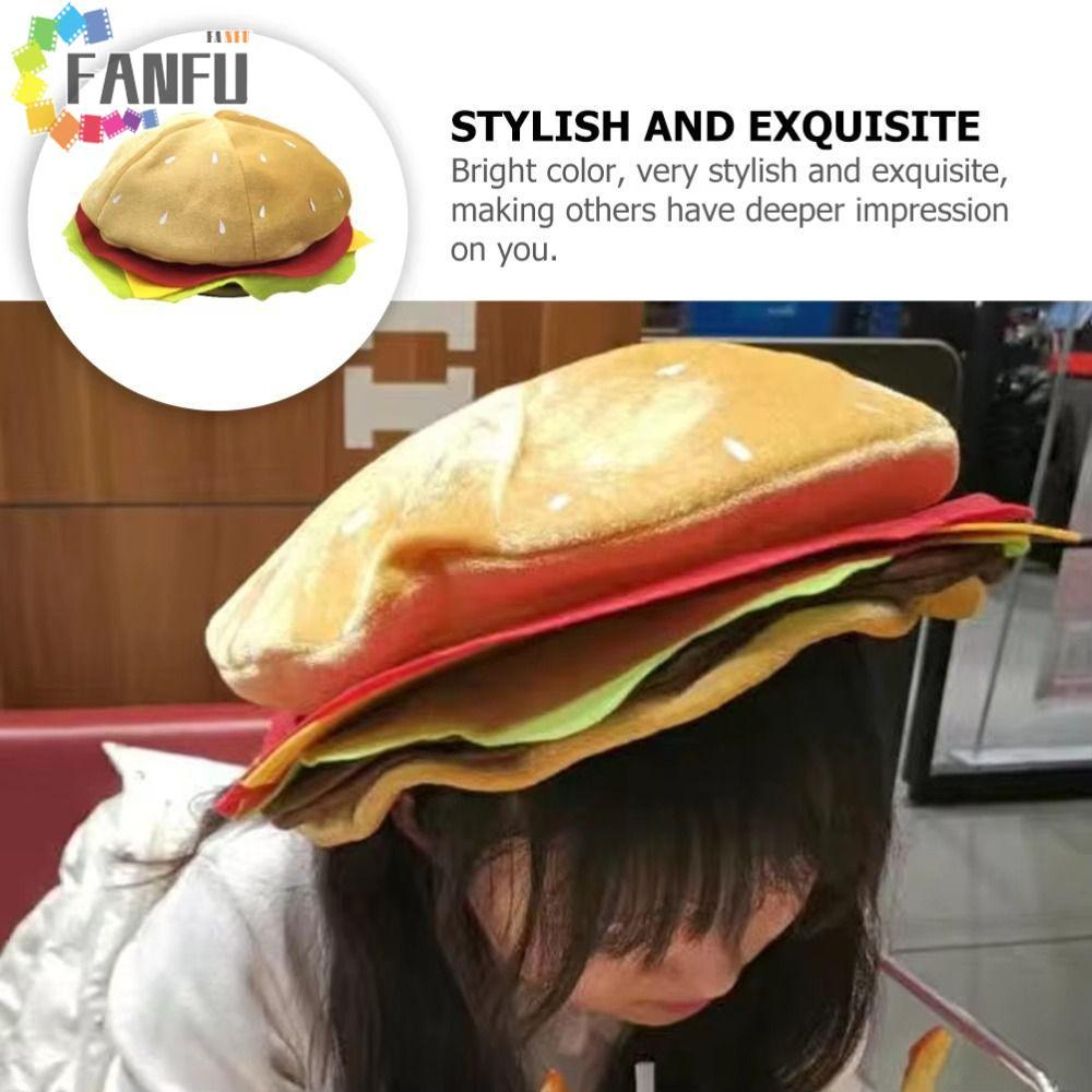 FANFUZOUZU Mũ Burger Trang Trí, Sáng Tạo Dễ Thương Burger Mũ Đội Đầu, Quà Tặng Mềm Mại Thoải Mái Ngộ