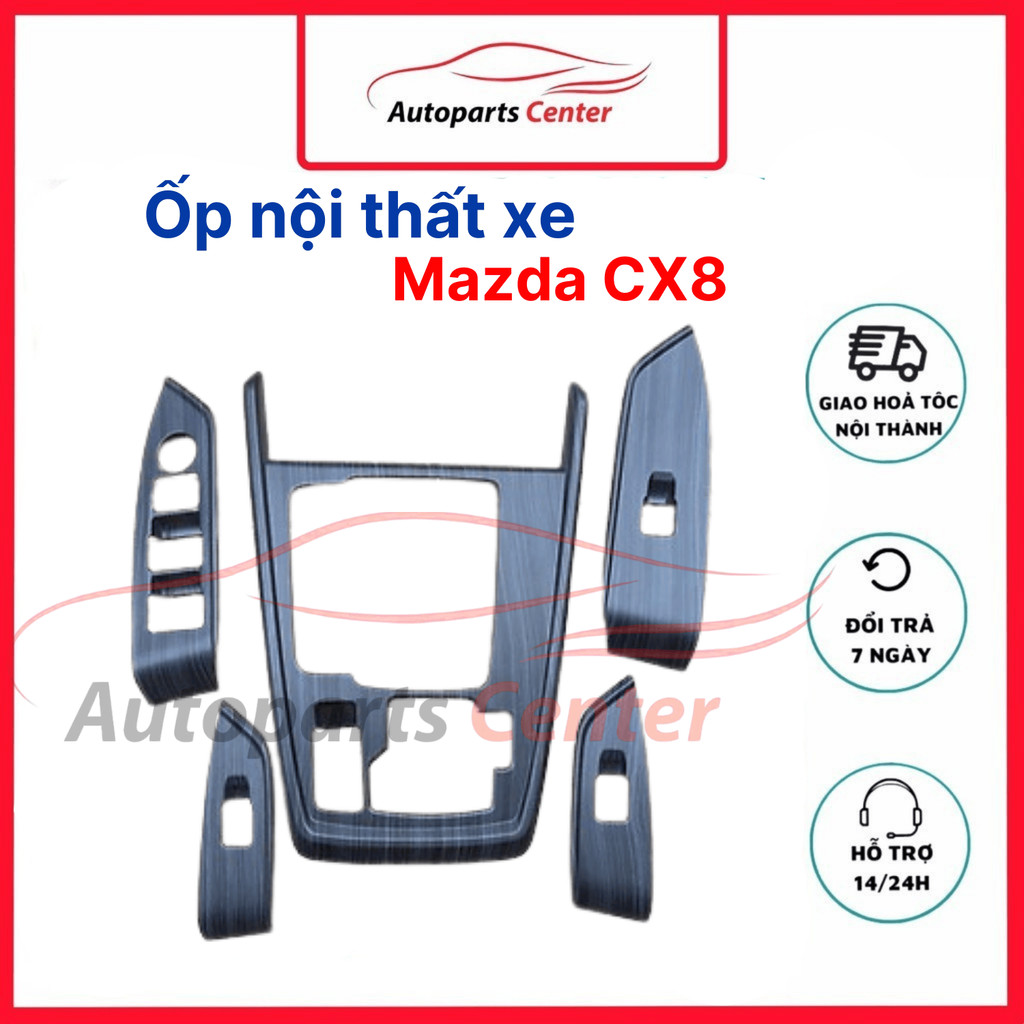 Ốp nội thất xe Mazda CX8, CX-8 hàng chuẩn theo xe - có titan, vân đá, vân carbon, ốp củ cần số CX8