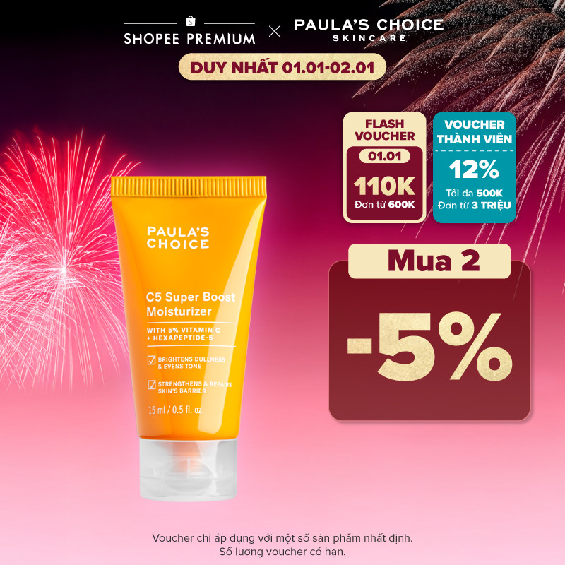  Kem dưỡng ẩm Vitamin C làm sáng da và tăng sinh collagen Paula's Choice C5 Super Boost Moisturizer 15ml 2907 