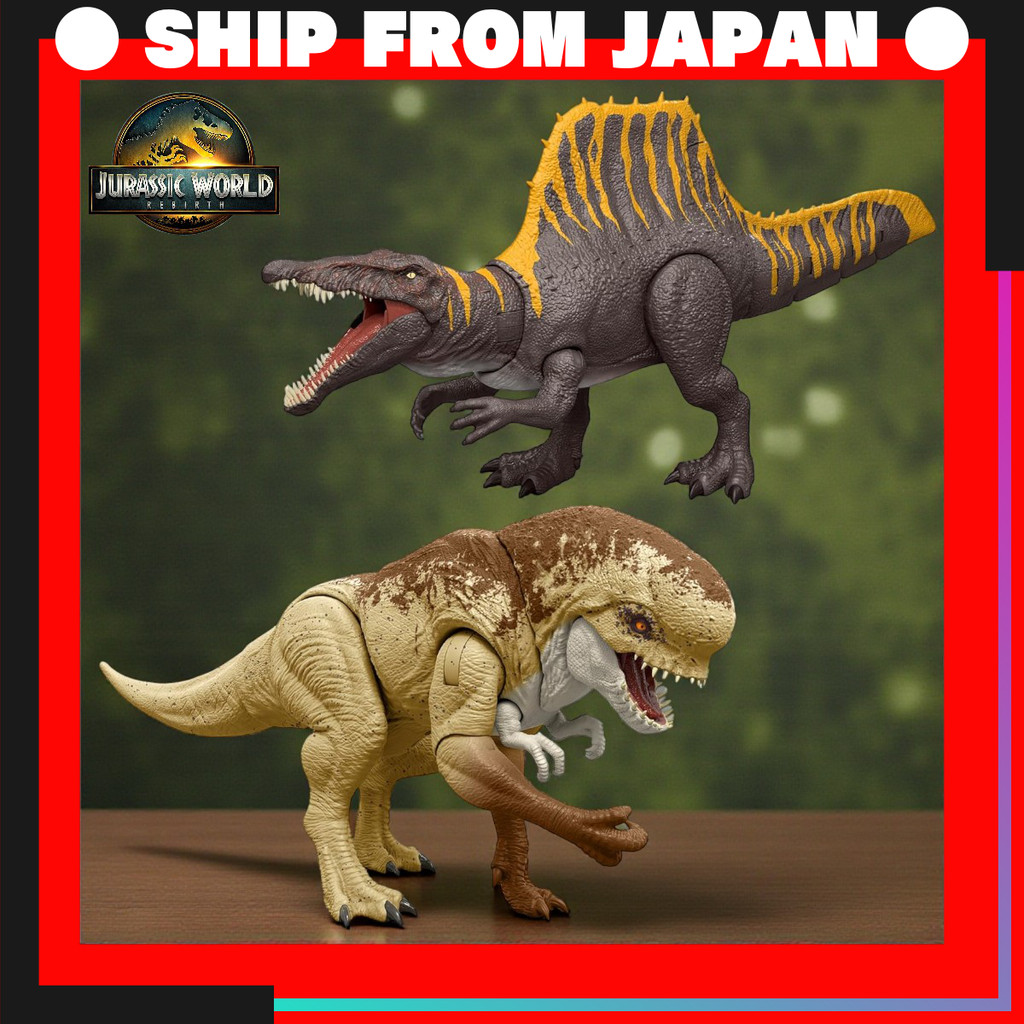 Mattel JURASSIC WORLD Battle Action Roaring Dinosaur Figure(s) — Distortus Rex & Spinosaurus