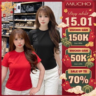  Áo Baby Tee form vừa Miucho cotton co giãn thoáng mát thoải mái trơn basic nhiều màu dễ phối ABT01 