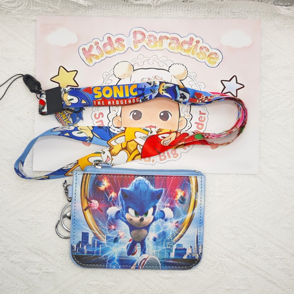 Ví Sonic Hedgehog Cho Bé Gái Bóp Tiền Xu Đa Năng Có Ngăn Đựng Thẻ EZ-Link Touch 'n Go Chống Nước Nhẹ