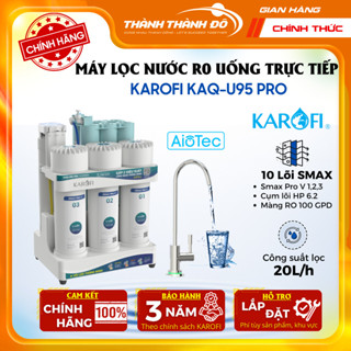 [CHÍNH HÃNG] Máy Lọc Nước RO Karofi KAQ-U95 PRO - Hệ Thống 10 Lõi Lọc SMAX - Uống Trực Tiếp