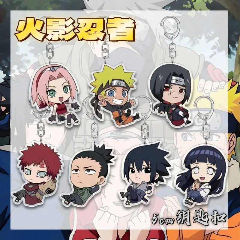 Móc khóa Naruto Anime Mica Chibi Naruto Sasuke Itachi Sakura Gaara Hinata Shikamaru phụ kiện treo cặ