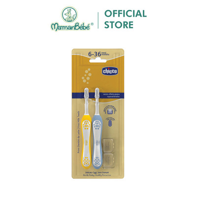 Bộ đôi bàn chải đánh răng Chicco 6-36M (Vàng - Xanh biển)