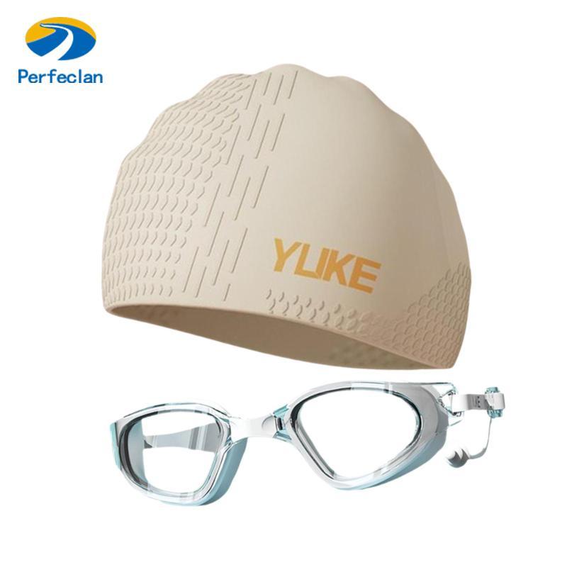 Kính và mũ bơi Perfeclan từ silicon, lens trong suốt, chống rò rỉ