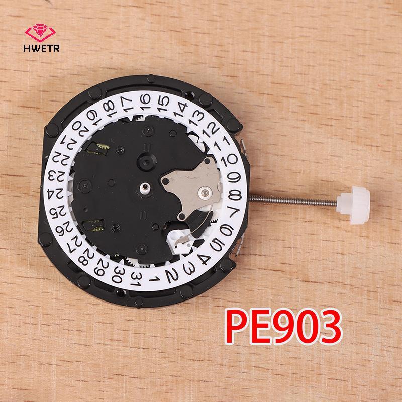HWETR PE903 Phong trào Sunon Pe90 Trung Quốc Ligne Thạch Anh Ba Tay Có 3 Mắt Ngày Chronograph Nhỏ Ph