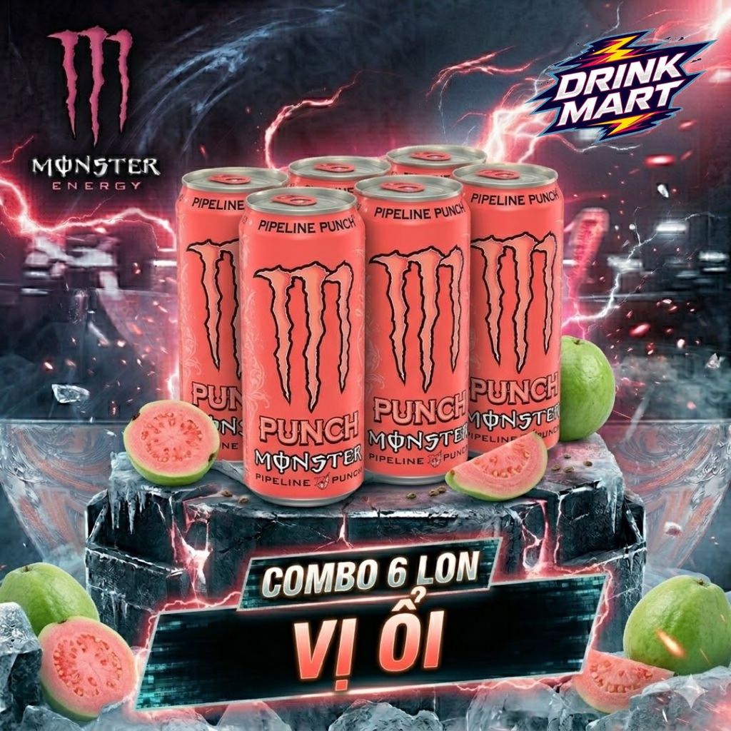 [ 6 Lon ] Nước Tăng Lực MONSTER VỊ ỔI Lon 355ml Các Vị | Drink Mart