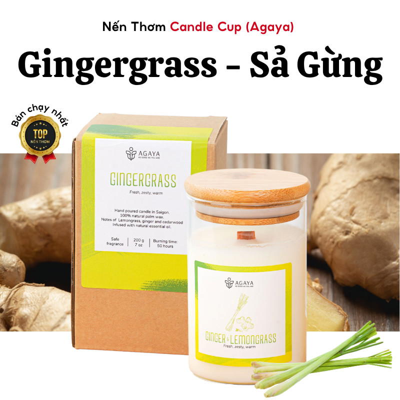 Nến Thơm Khử Mùi Chanh Sả AGAYA, Nến Thơm Phòng Candle Cup, Nến Thơm Thư Giãn, Khử Mùi Giảm Căng Thẳ