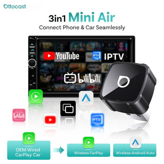 Ottocast Mini Air 3 trong 1 Không Dây CarPlay Android Auto Adapter & Airplay Màn Hình Phản Chiếu USB Cắm & Chạy Dongle