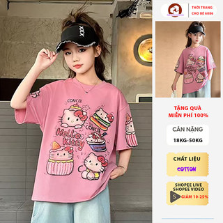Áo thun bé gái ngắn tay size 18-50kg chất liệu cotton, áo thun bé gái mùa hè mẫu ENC, áo cộc tay bé gái, áo thun nữ