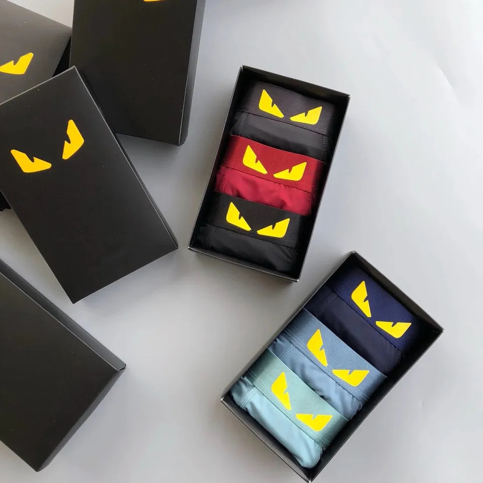 FENDI4000 Ba Bìa Cứng Quần Lót Nam Ice Silk Dạo Phố Mặc Quần Lót