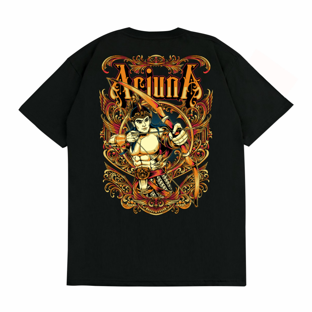 Gilan Baju Kaos T Shirt Distro Unisex Gambar ARJUNA Seri Wayang Indonesia Pandawa Lima 5