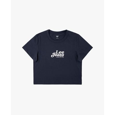 LEE - Áo croptop nữ cổ tròn tay ngắn in logo_LWT012534211000-A09735
