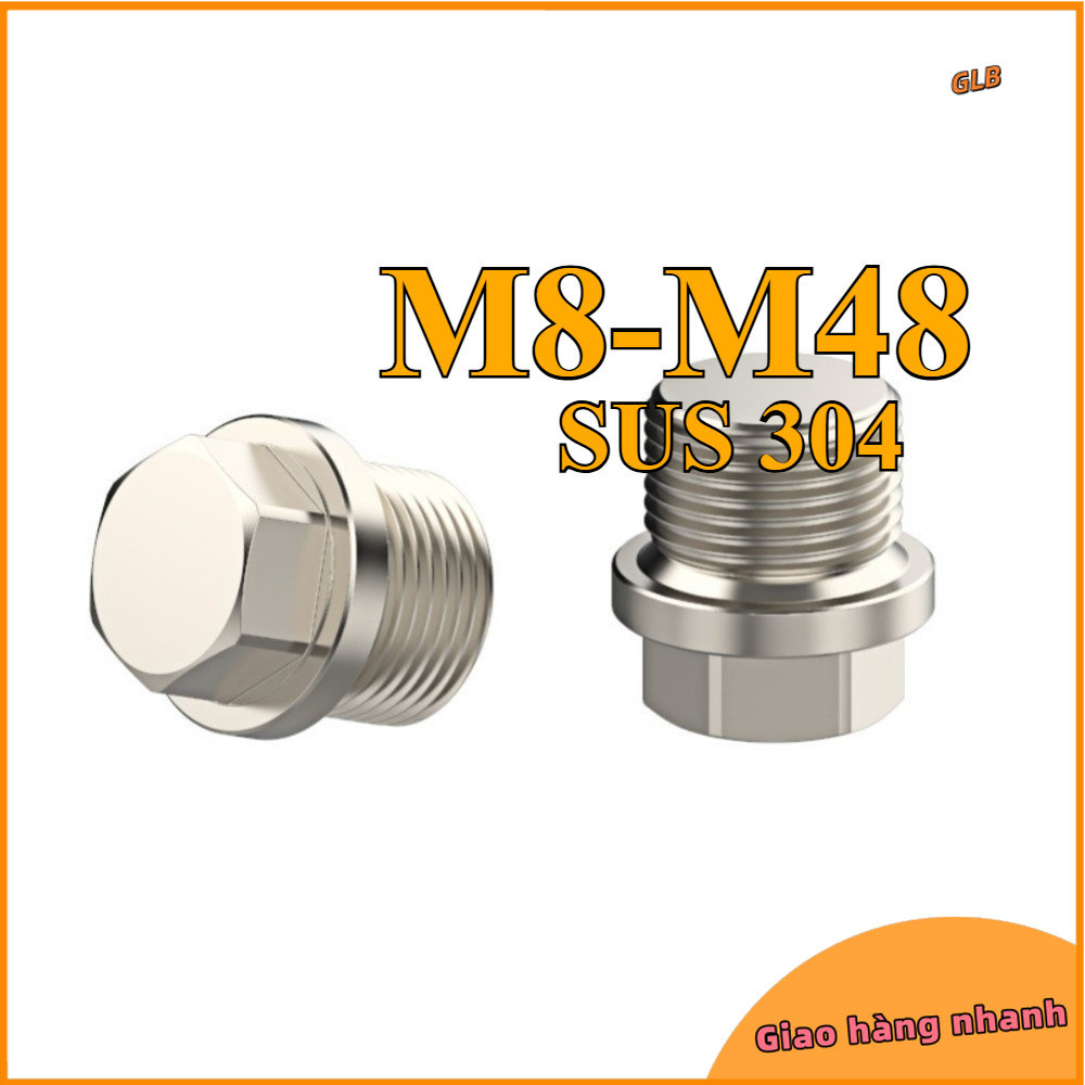 【INOX 304】Nút Bít Lục Giác Ngoài Có Mặt Bích (Flange Head Plug) | Bịt Kín Đầu Ống, Lỗ Ren Áp Lực Cao