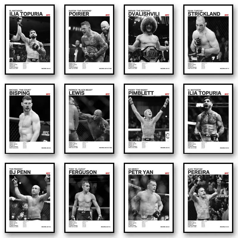 Đen Trắng Quyền Anh Huyền Thoại ILIA TOPURIA Canvas Poster Boxing Chiến Đấu Canvas In Tranh Trang Tr