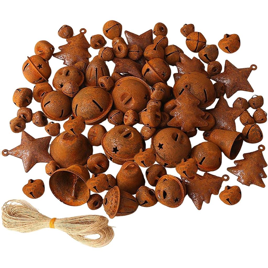 DAHI 91 Chiếc Rusty Giáng Sinh Jingle Bells Bộ Rusty Kim Loại Jingle Bells Vintage Rustic Bells Để T